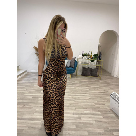 Vestito lungo leopardato elisir